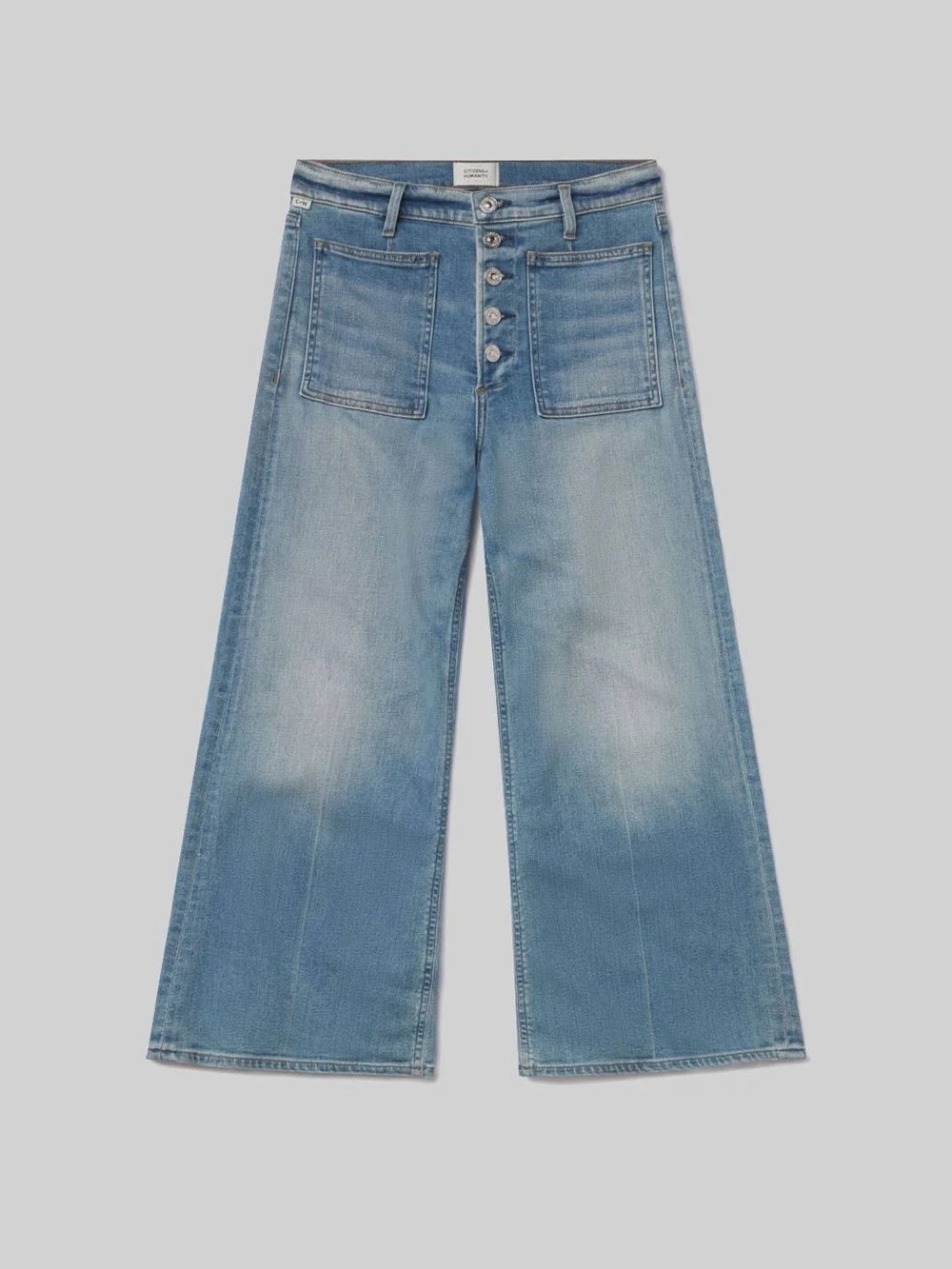 Citizens Of Humanity Light Blue Wide-Leg Button-Fly Jeans